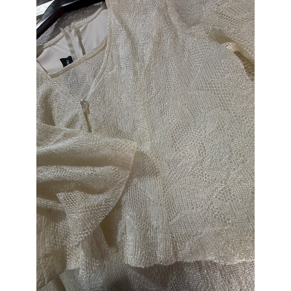 Shari Aide Petites Vintage Cream Metallic Knit Dress & Cardigan Set 14P USA Made - Picture 11 of 16